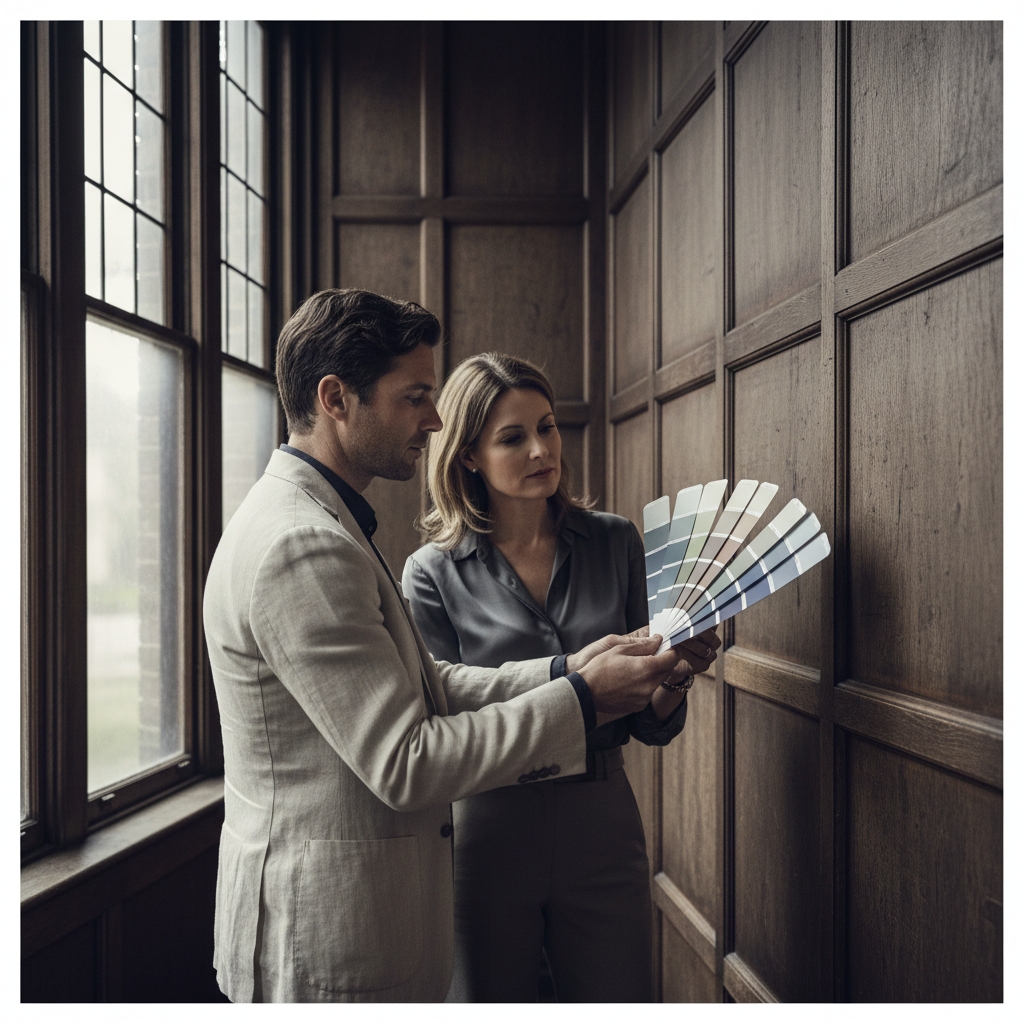 Paint colors being selected in natural light